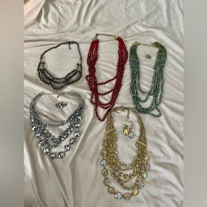 Lot of beaded statement necklaces.